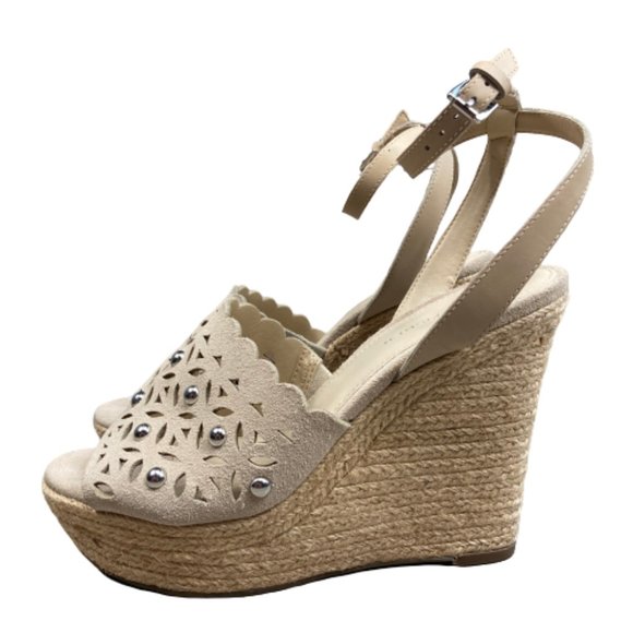 Marc Fisher Tan Hata Suede Studded Wedge Sandals - Picture 5 of 10